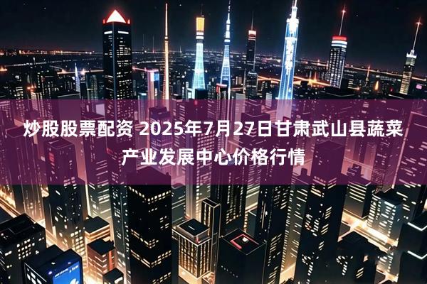 炒股股票配资 2025年7月27日甘肃武山县蔬菜产业发展中心价格行情