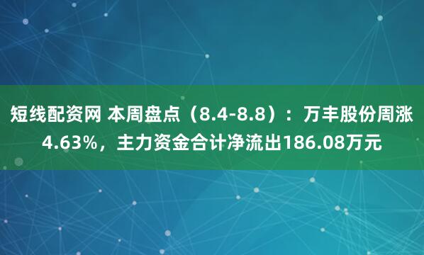 短线配资网 本周盘点（8.4-8.8）：万丰股份周涨4.63%，主力资金合计净流出186.08万元
